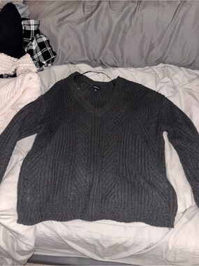Torrid Charcoal Knit V-Neck Sweater